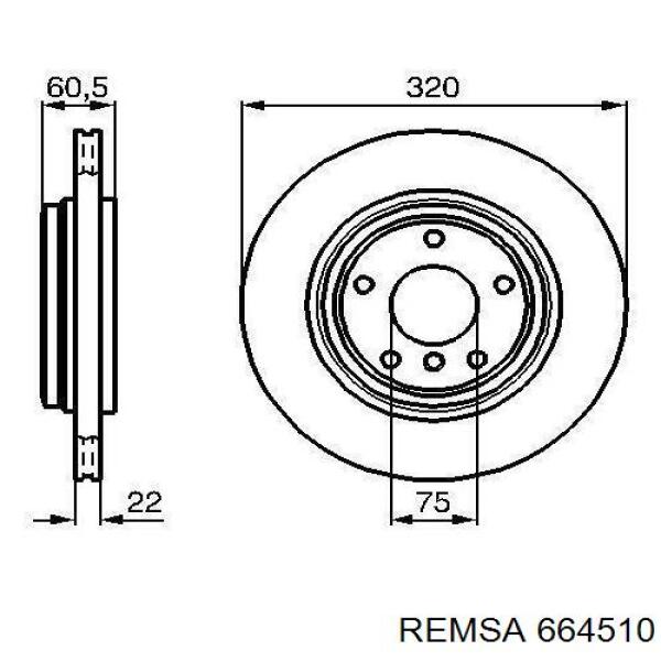 Купити 664510 Remsa Диск заднього гальма