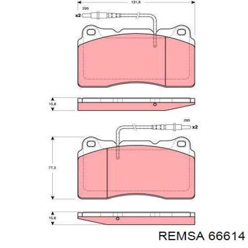 Колодки гальмівні передні, дискові 66614 Remsa