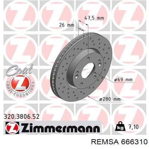 Диск переднього гальма Remsa 666310 ціна, від 41.11 USD