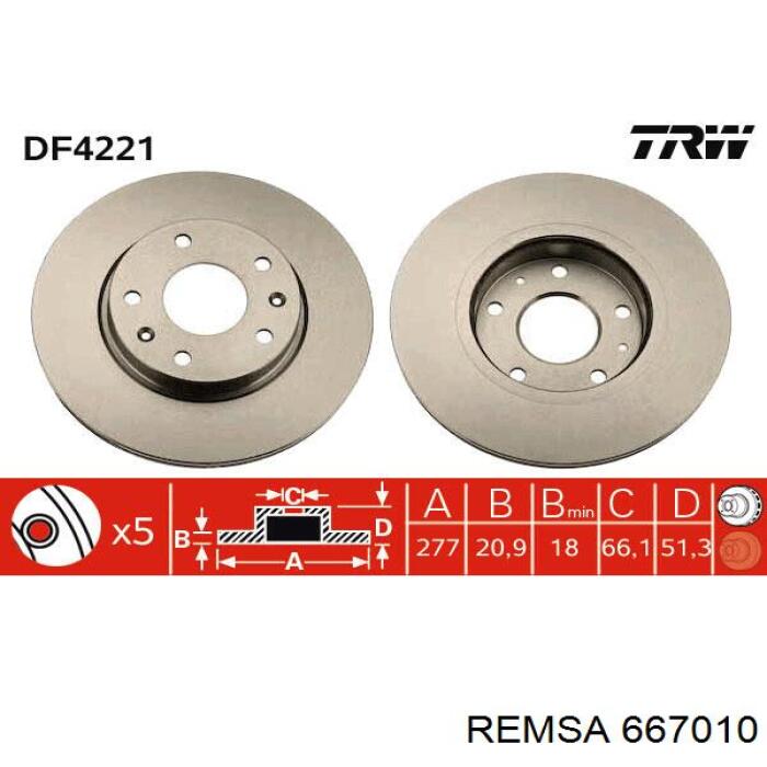 667010 Remsa диск гальмівний передній