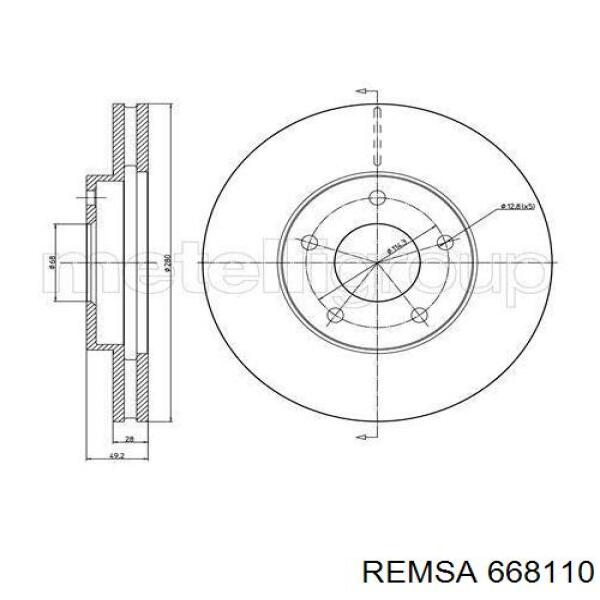 668110 Remsa Гальмо дискове переднє