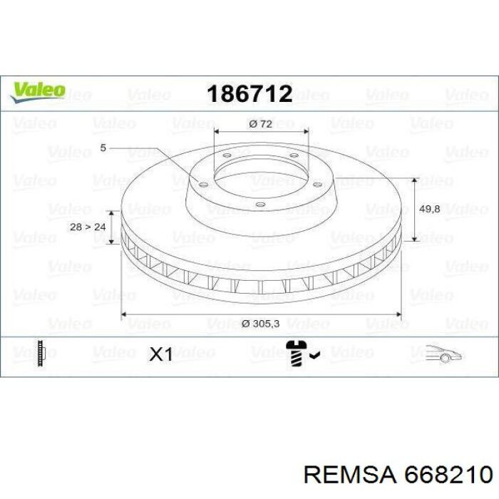 Диск переднього гальма Remsa 668210 ціна, від 49.88 USD
