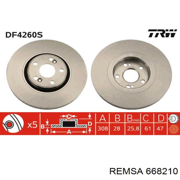 Диск переднього гальма Remsa 668210 ціна, від 49.88 USD