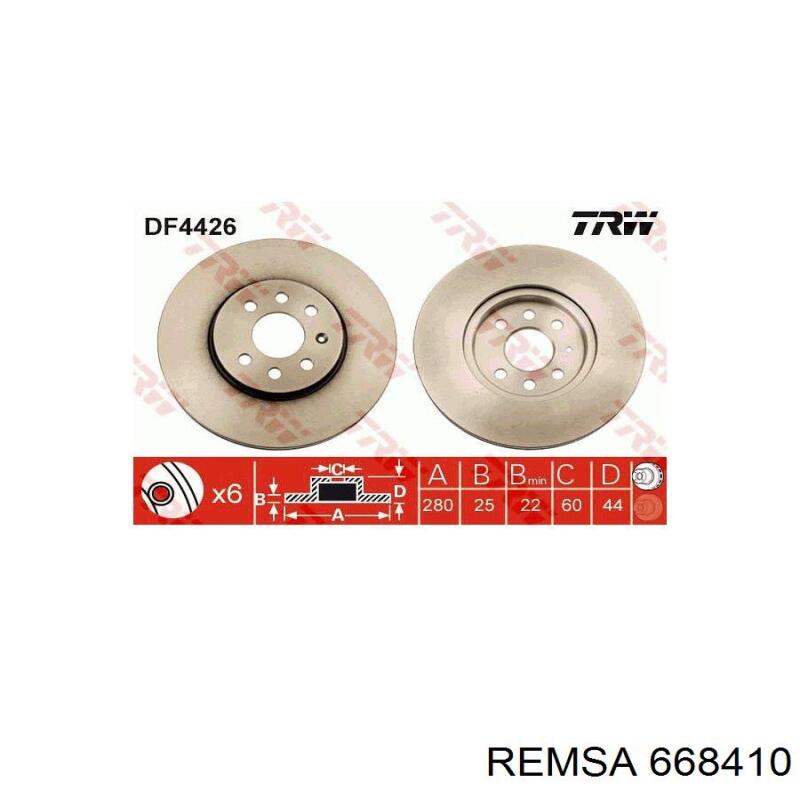 Диск переднього гальма Remsa 668410 ціна, від 42.13 USD