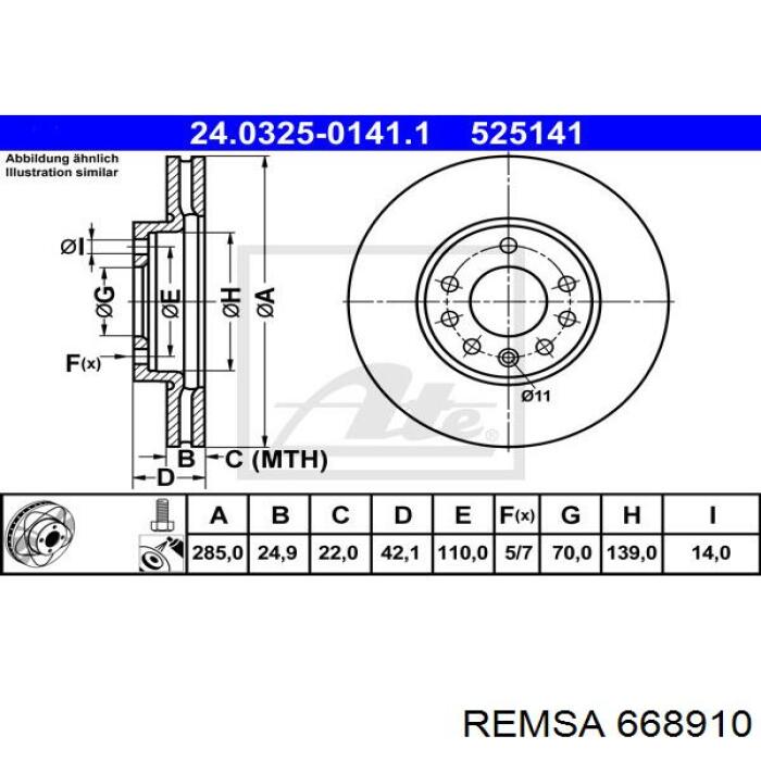 668910 Remsa диск гальмівний передній