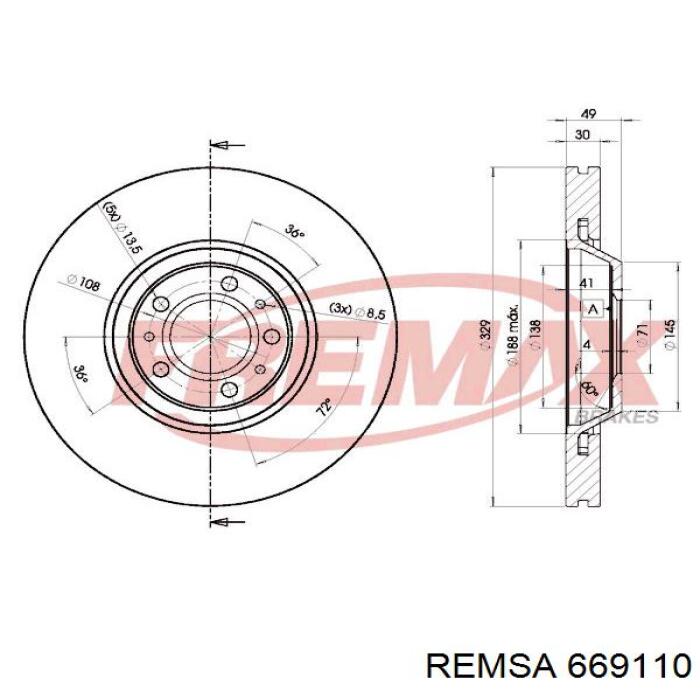 669110 Remsa Гальмо дискове переднє