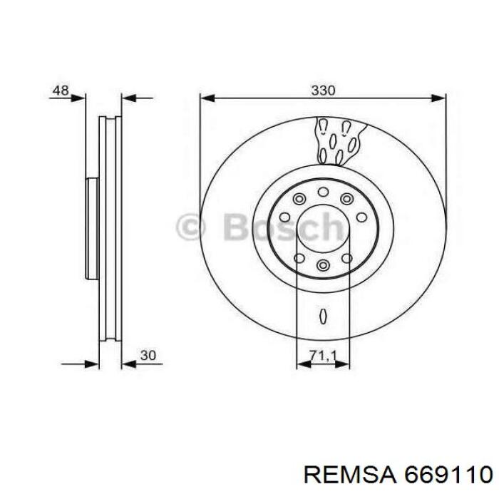 Диск переднього гальма Remsa 669110 ціна, від 64.34 USD
