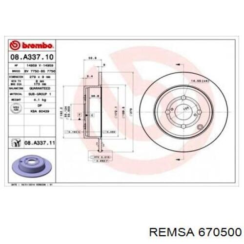 Диск гальмівний задній Remsa 670500