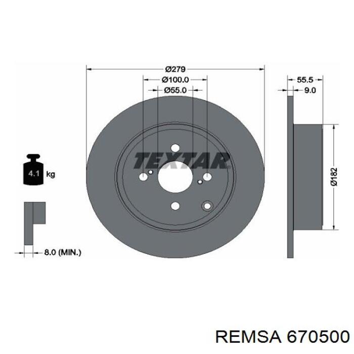 Диск гальмівний задній 670500 Remsa