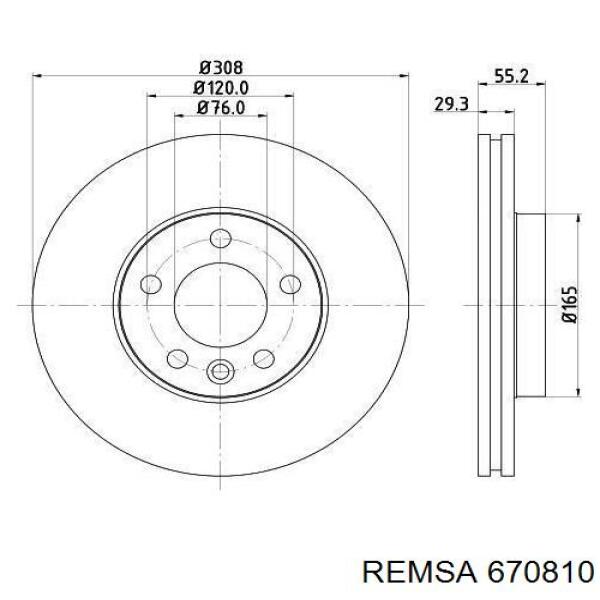 Диск гальмівний передній Remsa 670810