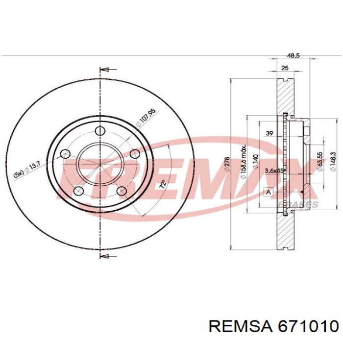 Купити 671010 Remsa Ротор гальмівний