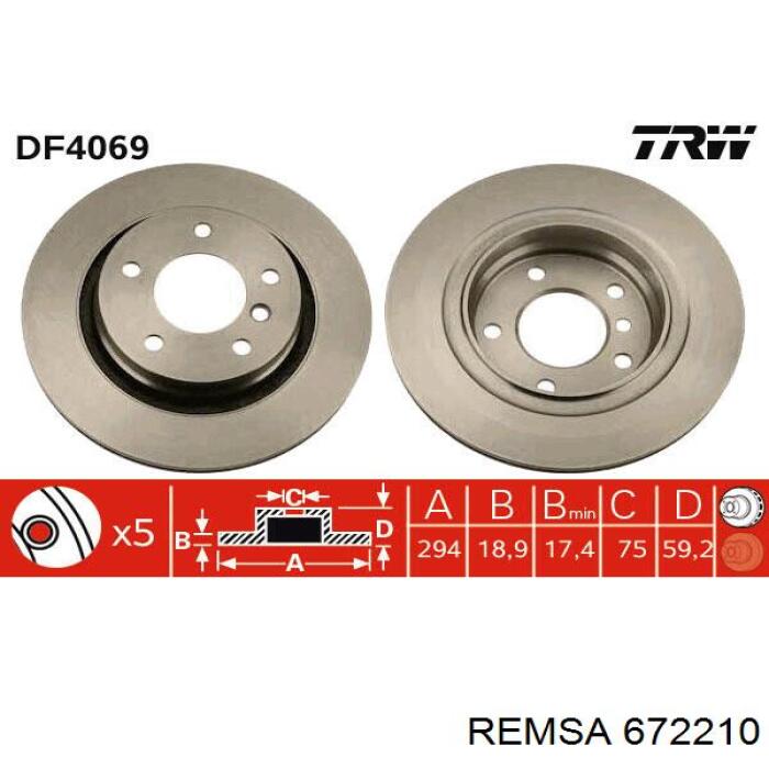 672210 Remsa диск гальмівний задній