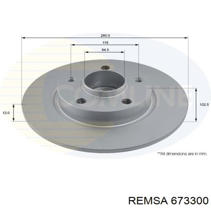 Диск гальмівний задній Remsa 673300