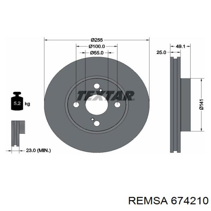 674210 Remsa Гальмо дискове переднє