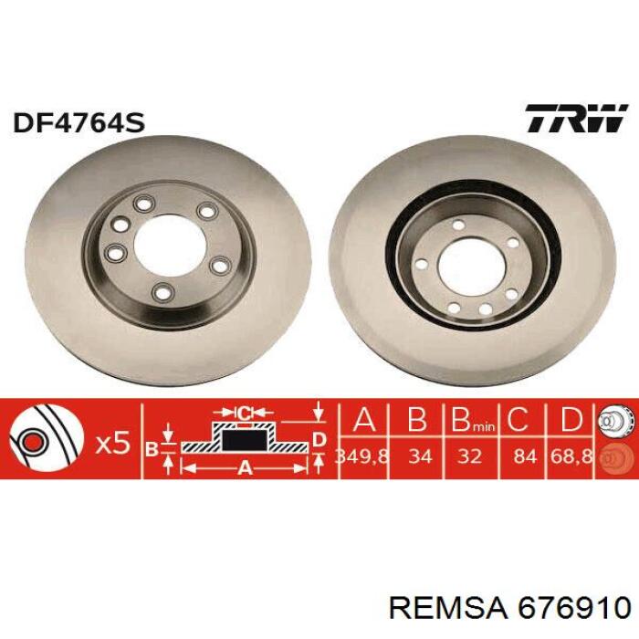 Диск переднього гальма Remsa 676910 ціна, від 102.22 USD