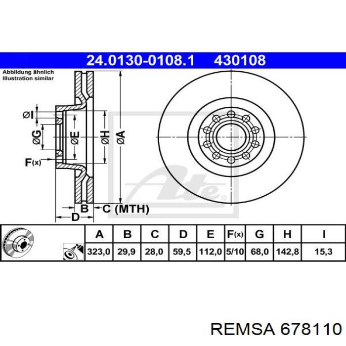 678110 Remsa Гальмо дискове переднє