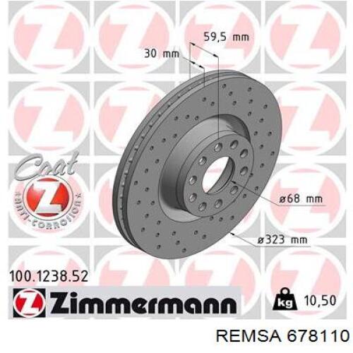 Диск переднього гальма Remsa 678110 ціна, від 80.11 USD