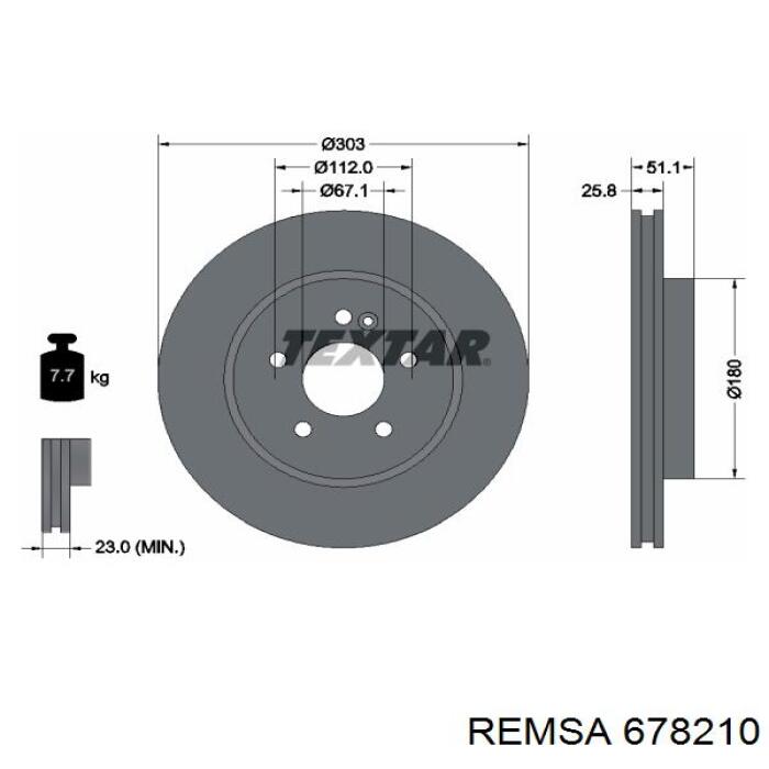 Диск переднього гальма Remsa 678210 ціна, від 51.42 USD