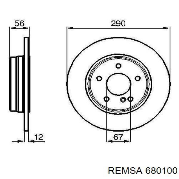 680100 Remsa диск гальмівний задній