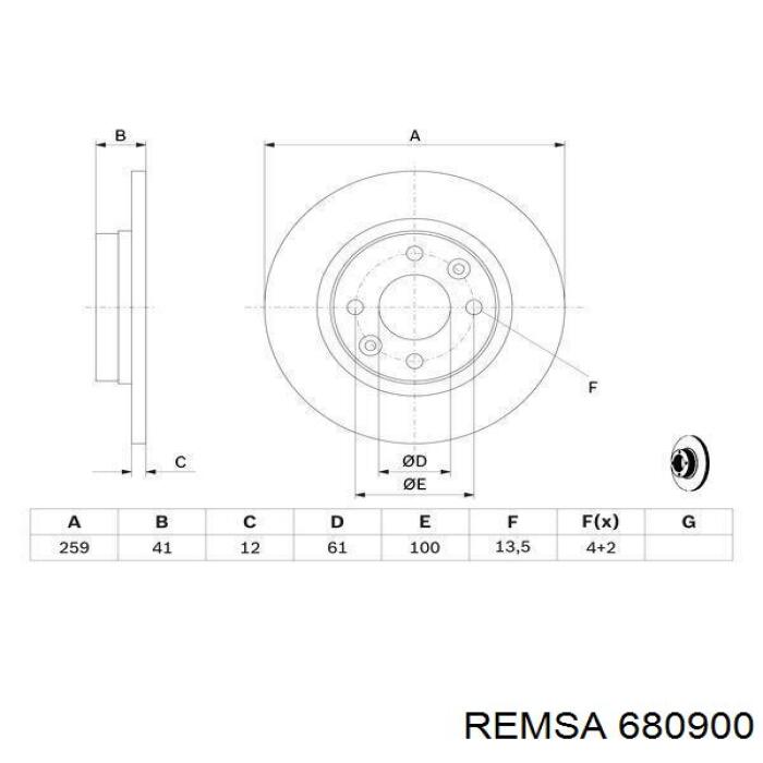 Диск гальмівний передній Remsa 680900