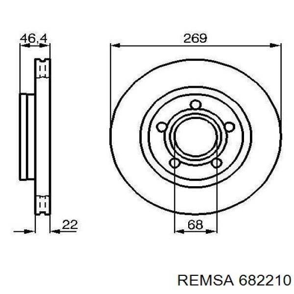 682210 Remsa диск гальмівний задній