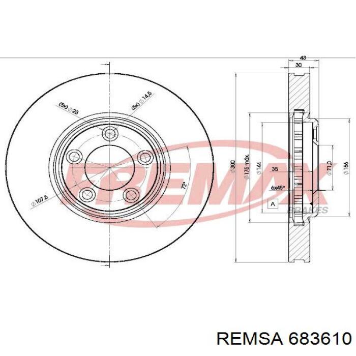 Диск гальмівний передній Remsa 683610