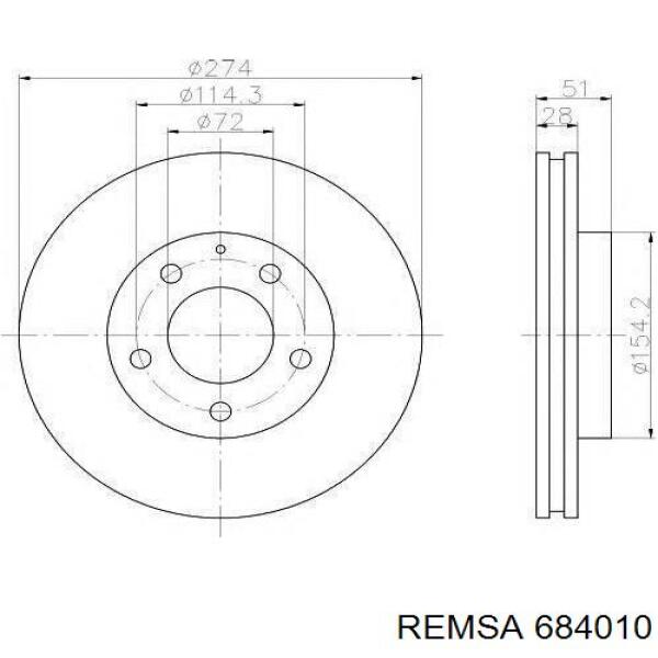 Гальмівні диски передні 684010 Remsa