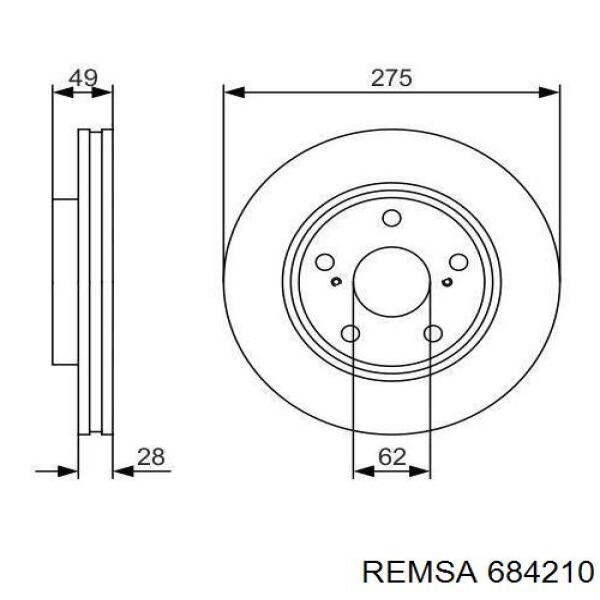 684210 Remsa диск гальмівний передній