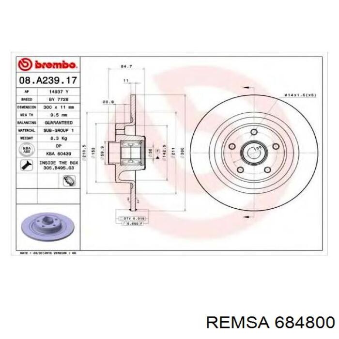 Гальмівні диски 684800 Remsa