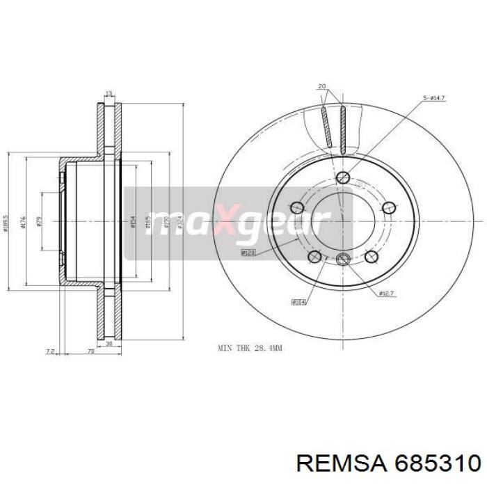 Диск переднього гальма Remsa 685310 ціна, від 69.68 USD