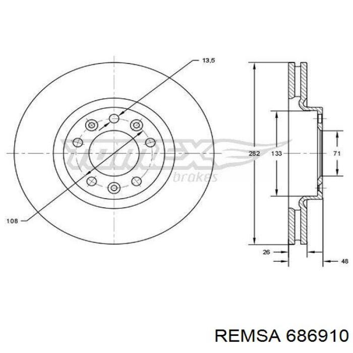 686910 Remsa диск гальмівний передній