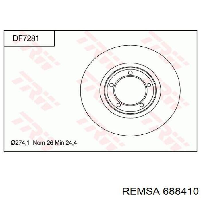 Гальмівні диски передні 688410 Remsa
