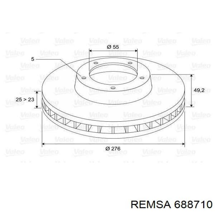 Диск гальмівний передній Remsa 688710