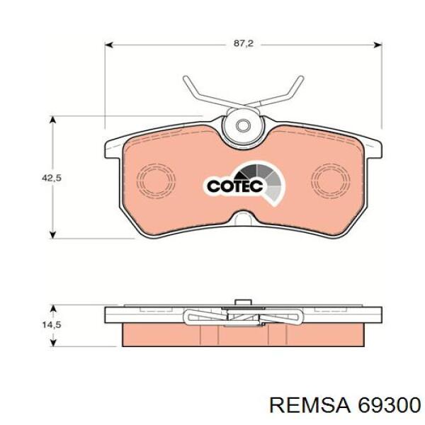 69300 Remsa колодки гальмові задні, дискові