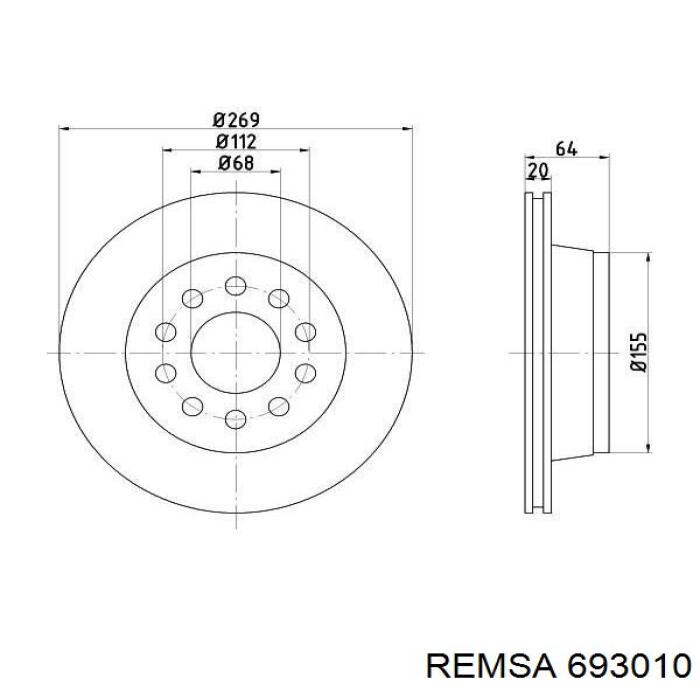 Диск переднього гальма Remsa 693010 ціна, від 36.85 USD
