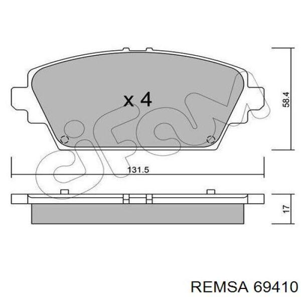 Купити 69410 Remsa Колодки гальмівні передні, дискові