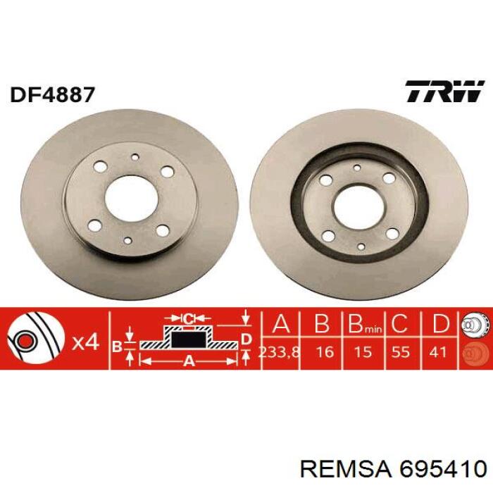 695410 Remsa Диск тормозной передний (Вентилируемый)