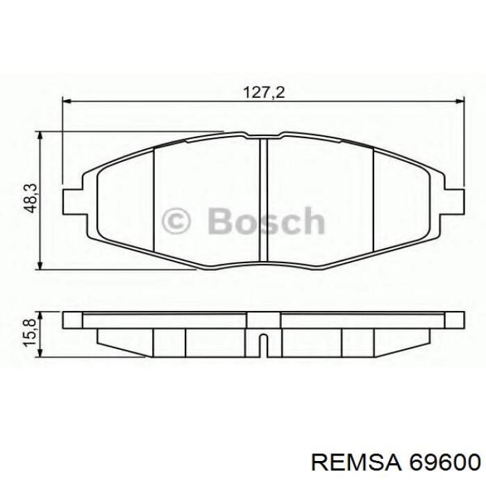 Колодки гальмівні передні, дискові 69600 Remsa