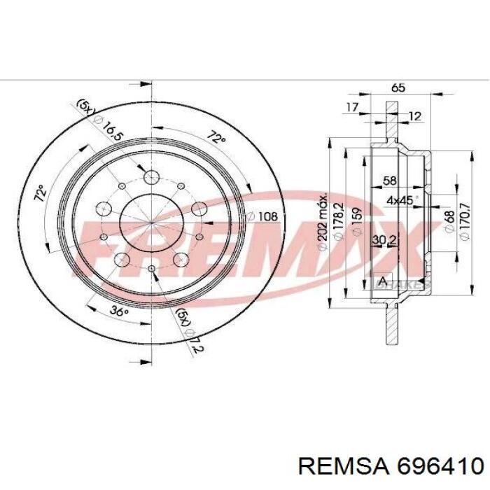 696410 Remsa Гальмо дискове переднє
