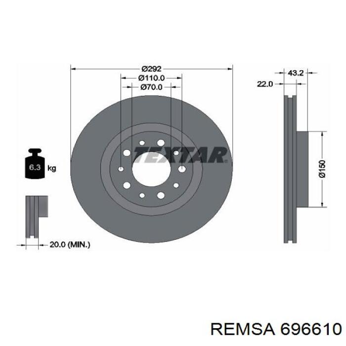 Задні дискові гальма Remsa 696610 ціна, від 42.10 USD