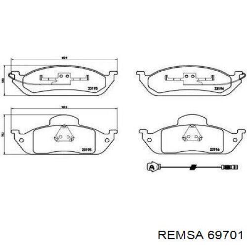 Передні тормозні колодки 69701 Remsa