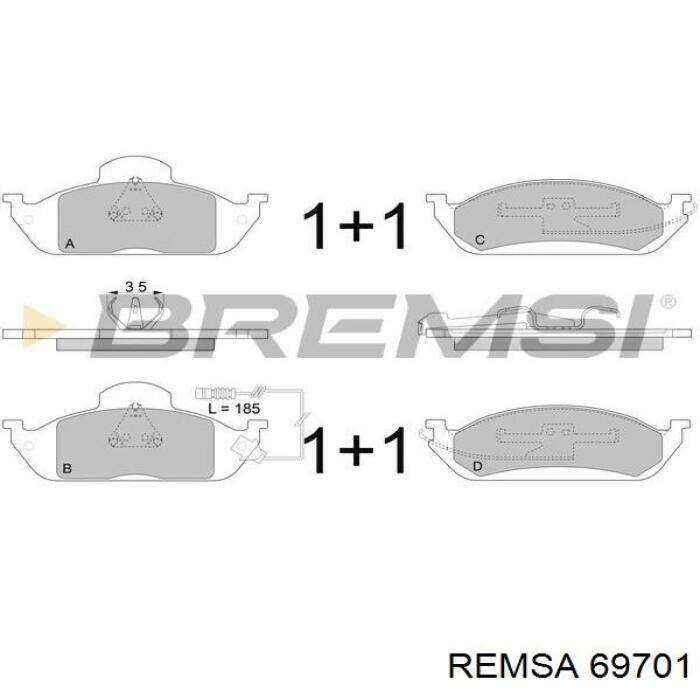 Гальмівні колодки Remsa 69701 ціна, від 34.36 USD