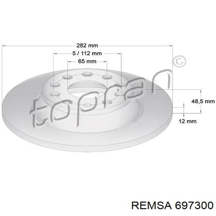Купити 697300 Remsa Диск заднього гальма