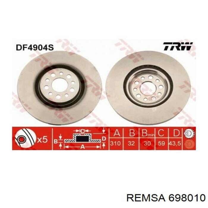 Гальмівні диски передні 698010 Remsa