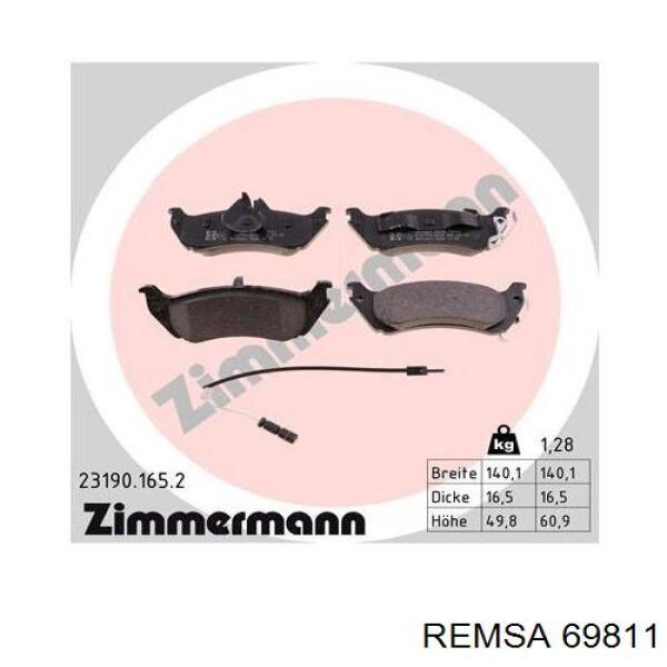 Задні дискові колодки Remsa 69811