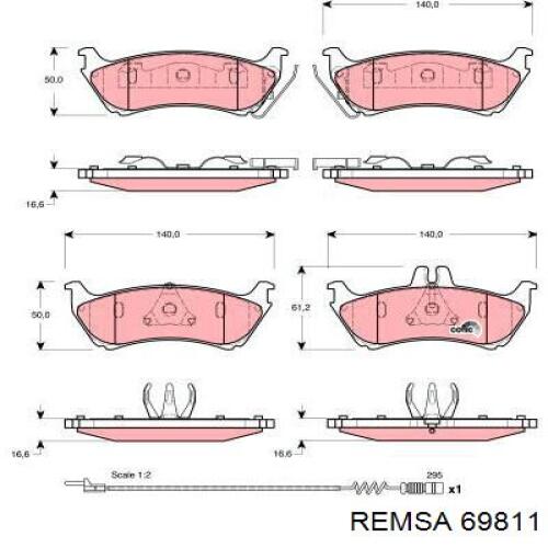 Задні гальмівні колодки Remsa 69811 ціна, від 24.63 USD