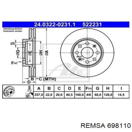 Гальмівні диски передні 698110 Remsa