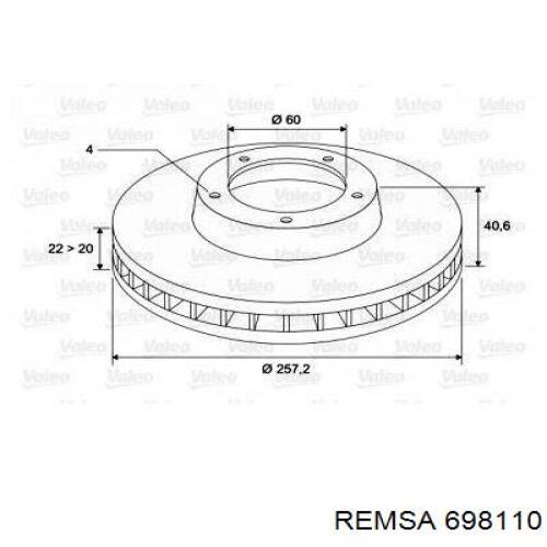 Диск гальмівний передній Remsa 698110