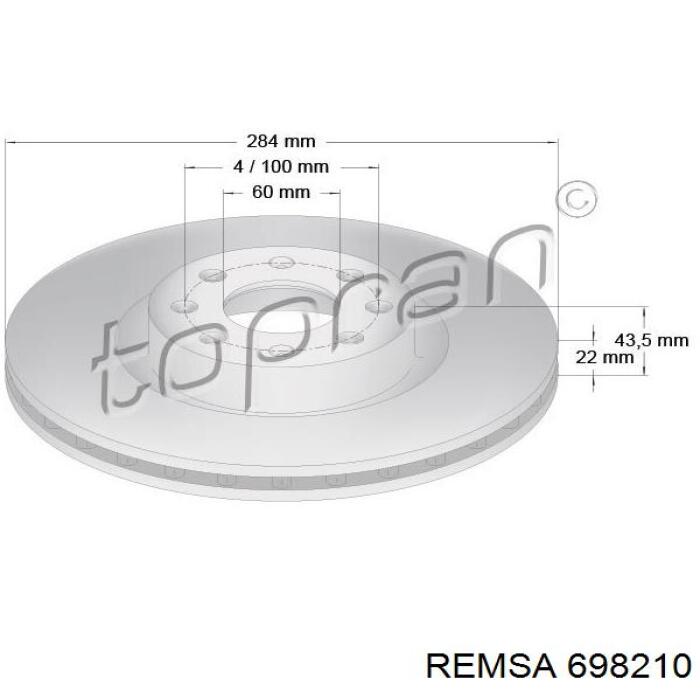 Диск гальмівний передній Remsa 698210