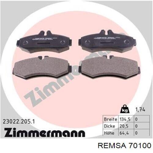 Гальмівні колодки Remsa 70100 ціна, від 812.5 UAH